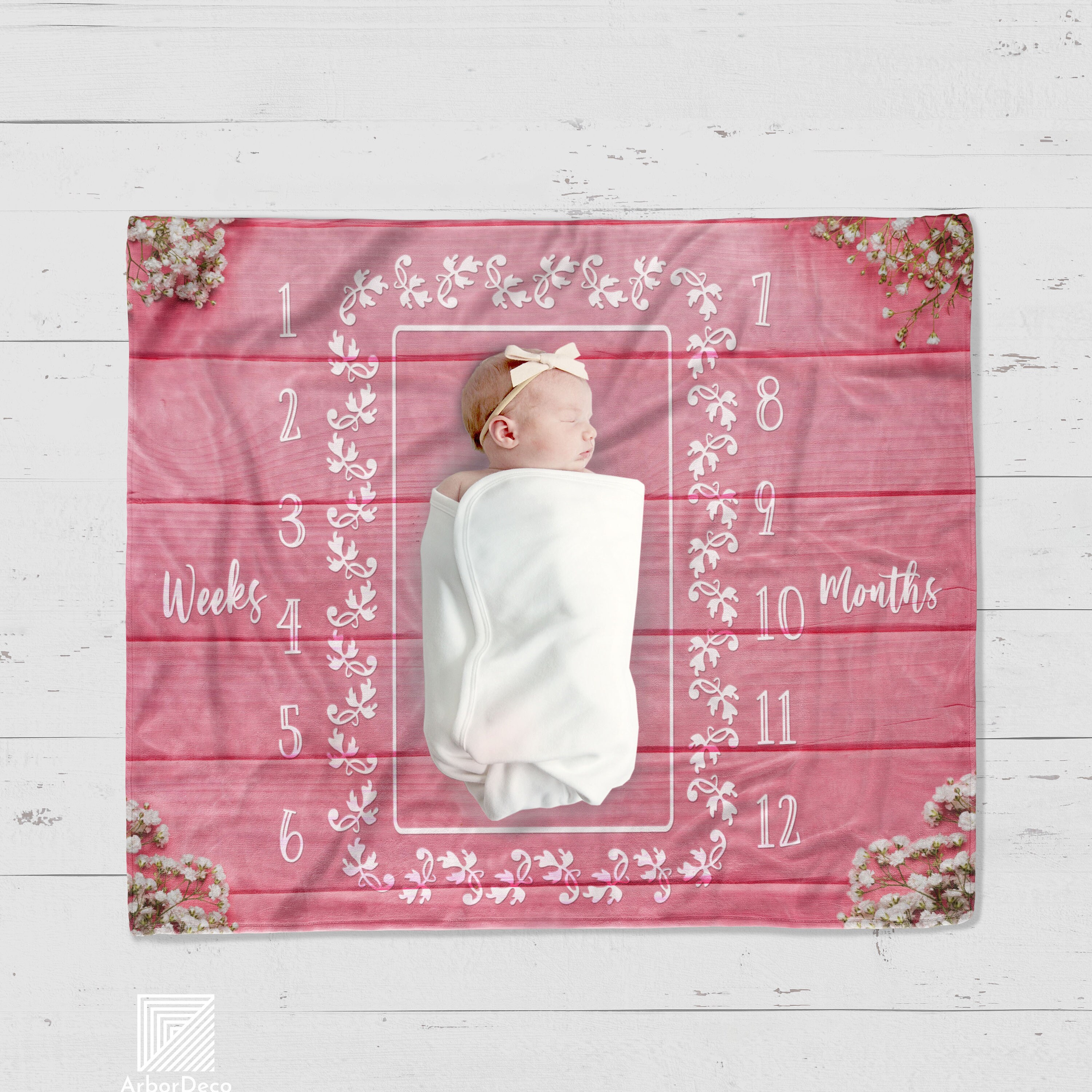 Baby Monthly Milestone Blanket Baby Photoshoot Prop Minky Etsy