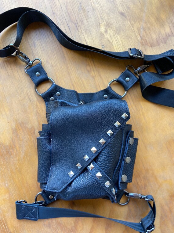 Black Concealed Carry Leg Bag // Leg Harness With Metal Etsy