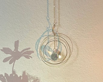 Attrape-soleil en cristal de lune / Attrape-prisme circulaire suspendu pour fenêtre (CROCHET EN C INCLUS)
