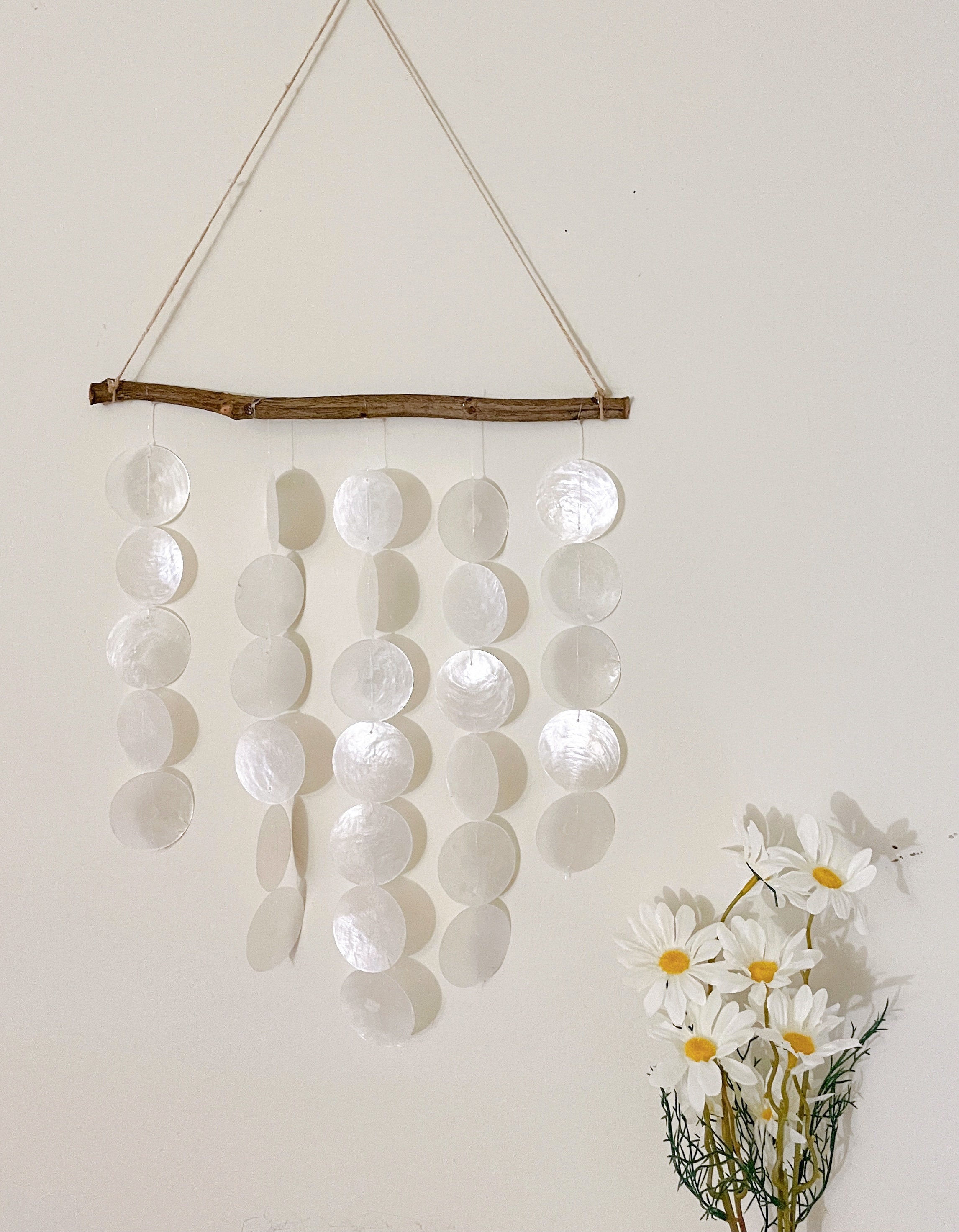 Natural wall hanging capiz shell windchimes / wall hanging Etsy