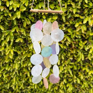 Pastel colorful capiz shell wind chimes / Pastel color combination handmade shell windchimes