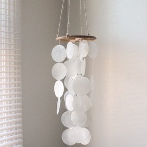 Capiz shell mobile / capiz shell wind chime / capiz shell chime / shell craft homedecor / windchimes for outdoors