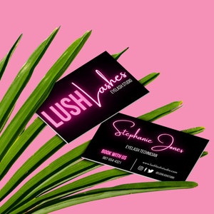 Neon Visitenkarten Vorlage, Moderne Schönheit Visitenkarte, Wimpern Business Branding, printable