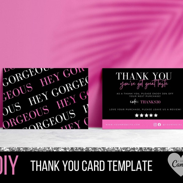 Business Thank You Card Template - Editable Thank You Card - Thank You Insert - Etsy - Salon - Poshmark - Boutique - Handmade - Hair