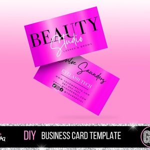 Visitenkarten Vorlage, Beauty Visitenkarte Canva, Wimpern Visitenkarte, Haare, Salon, Makeup, Boutique, Nägel, Visitenkarten Design, Pink
