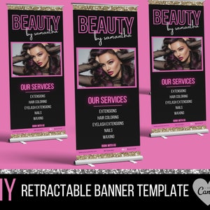 Retractable Banner Template - Roll Up Banner - Canva - Beauty Banner Template Design - Event Banner - Hair Banner