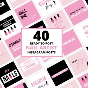 Nail Instagram Posts - Nail Artist Social Media Posts - Nail Tech Instagram Post Templates - Nail Salon - Nail Quotes