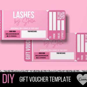 Modèle de certificat cadeau - Modèle de bon cadeau - Beauté - Cheveux - Cils - Salon - Ongles - Maquillage - Spa - Cils - Boutique - Fête des Mères