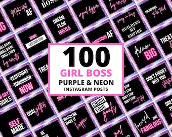 Instagram Post Templates - Quotes - Social Media Flyers - Girl Boss - Purple - Neon - Hair - Nails - Neon - Braids - Lashes - Boutique - P01