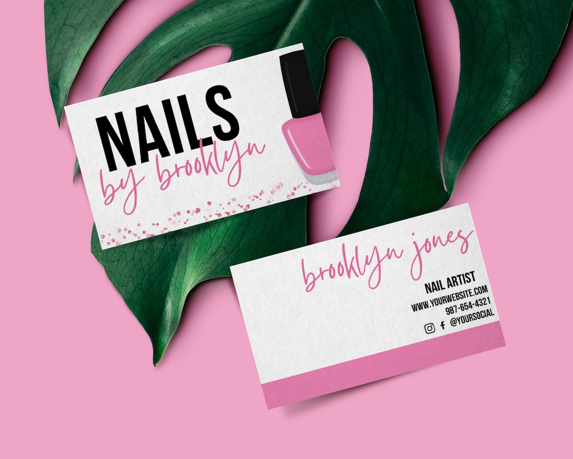 Nail Business Card Template Nail Business Card Design Etsy