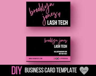 Business Card Template, Beauty Business Card Canva, Lash Business Card, Hair Business Card, Salon, Makeup, Business Card Design