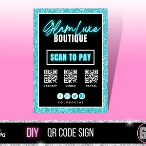 QR Code Sign, Scan to pay template, Scan to pay sign, QR Payment Sign, QR pay sign, Payment Sign, Canva Template, GB05
