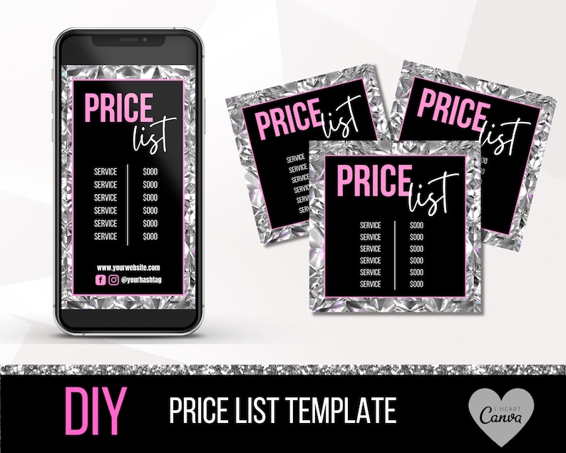 Price List Template Social Media Flyer Price List Boutique Etsy