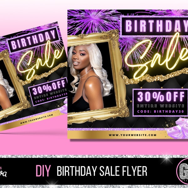 Birthday Sale Flyer - Anniversary Flyer - Flash Sale - Boutique Flyer - Promotion Flyer - Social Media Flyer - Hair Flyer - Meet the CEO