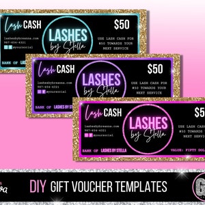 Gift Certificate Template - Gift Voucher Template - Small Business - Beauty - Hair - Lashes - Salon - Nails - Makeup - Spa - Lash - Boutique