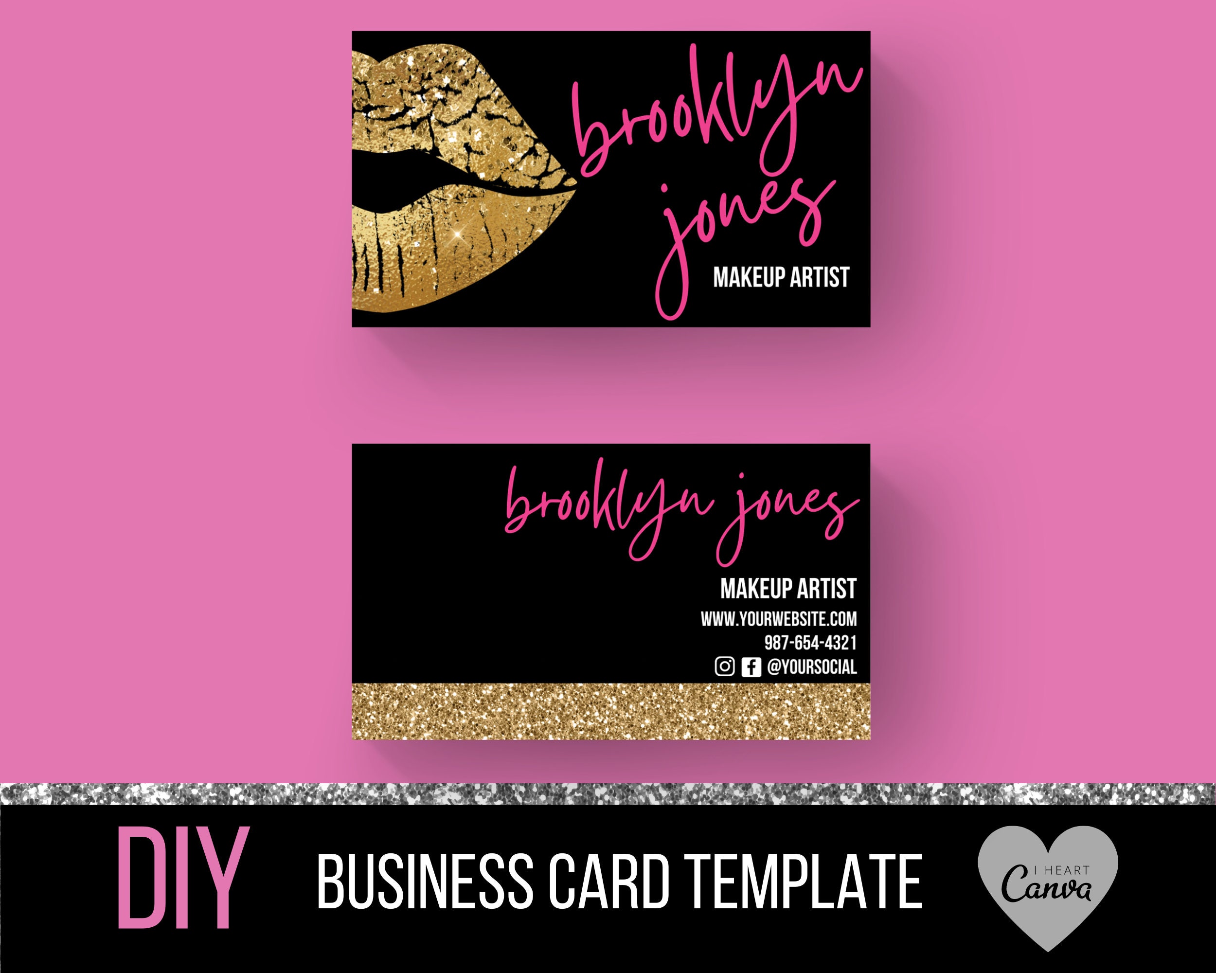 LipSense Business Card Template Beauty Business Card Canva Etsy