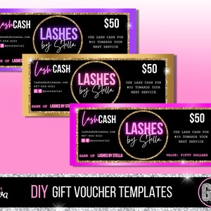 Gift Certificate Template - Gift Voucher Template - Small Business - Beauty - Hair - Lashes - Salon - Nails - Makeup - Spa - Lash - Boutique