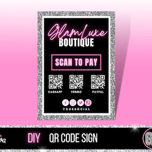 QR Code Sign, Scan to pay template, Scan to pay sign, QR Payment Sign, QR pay sign, Payment Sign, Canva Template,