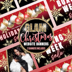 Bannières de site Web de Noël - Bannière Web de vacances - Modèle de site Web de Noël - Bannières Web Shopify - Bannière Web de Noël - H01