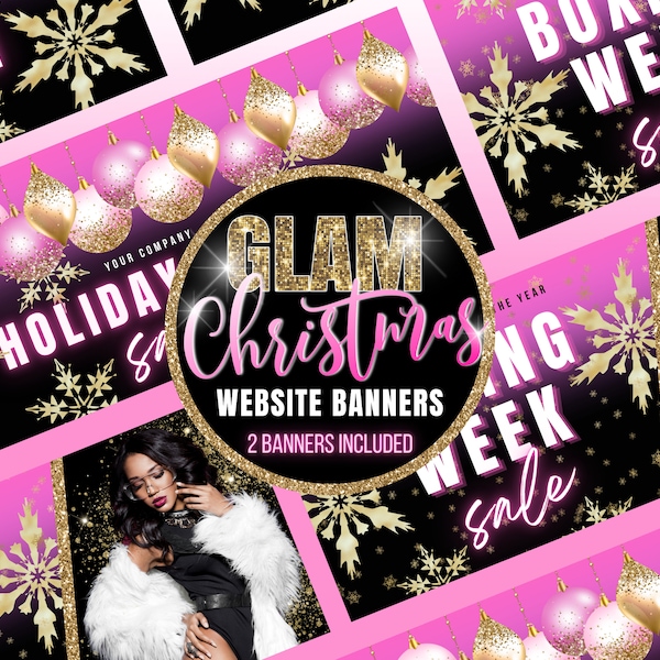 Christmas Website Banners - Holiday Web Banner - Christmas Website template - Shopify Web Banners - Christmas Web Banner - H01