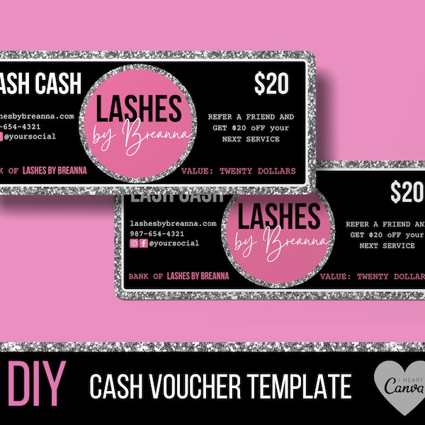 Gift Certificate Template - Gift Voucher - Cash Certificate - Promotion - Beauty - Hair - Lashes - Salon - Nails - Makeup - Spa - Boutique