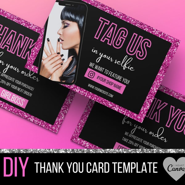 Small Business Thank You Card Template - Thank You Insert - Tag us in your Selfie - Poshmark - Etsy - Selfie Card - Boutique - Fashion