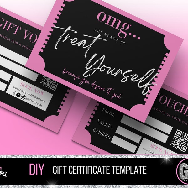 Gift Certificate Template - Gift Voucher Template - Small Business - Beauty - Hair - Lashes - Salon - Nails - Makeup - Spa - Lash - Boutique