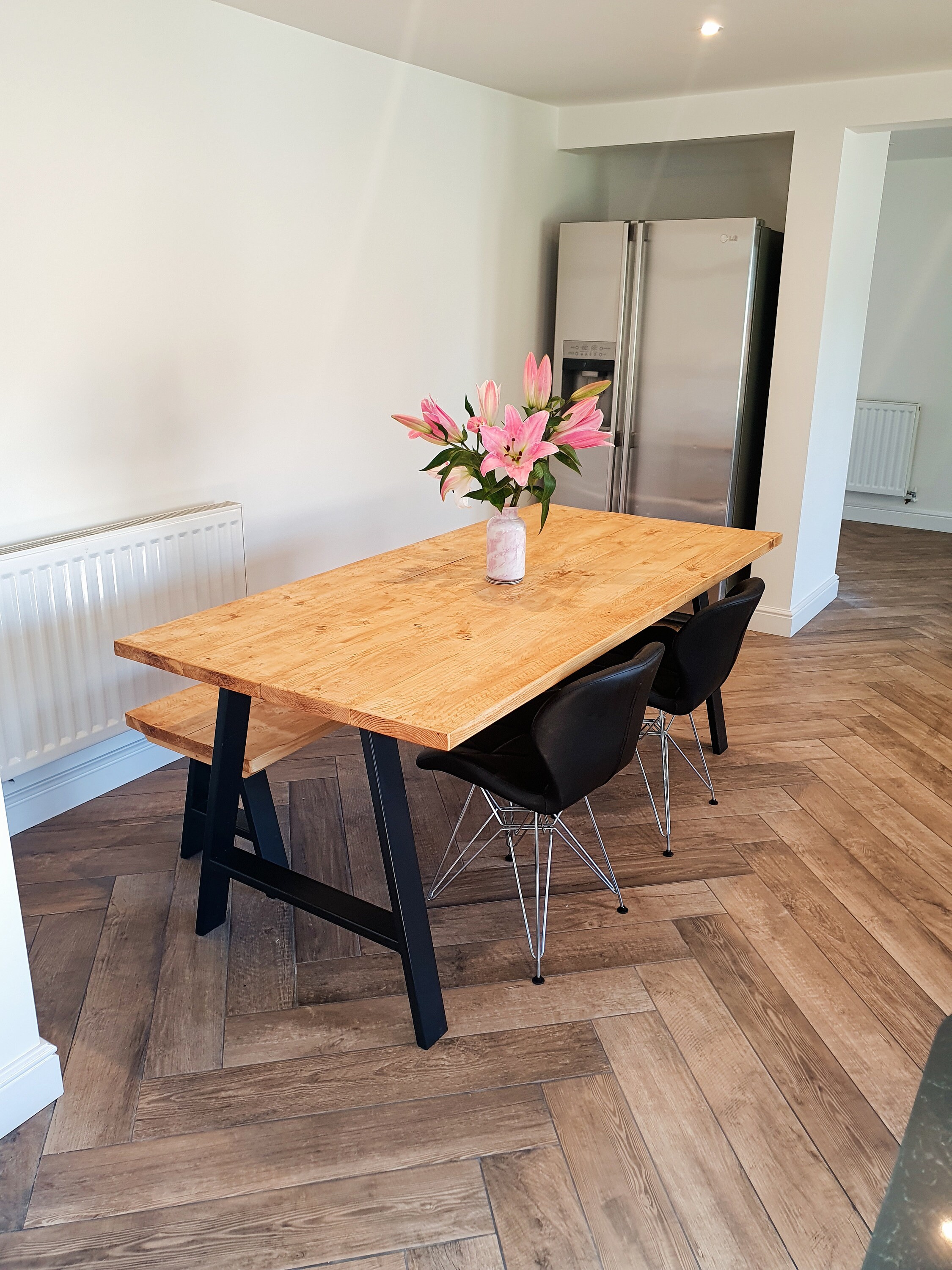 Rustic Bench Dining Table Etsy