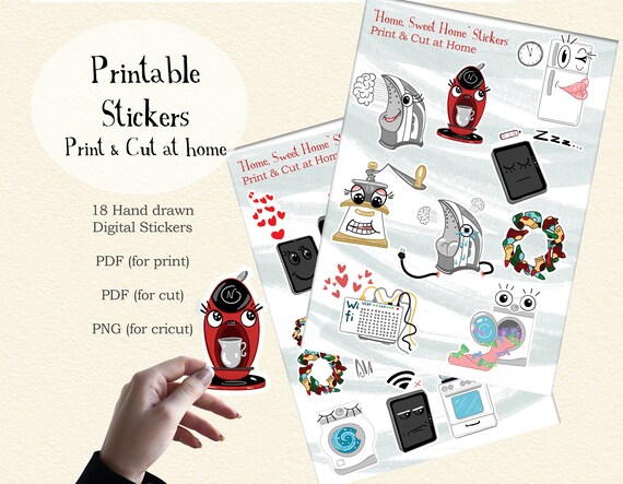 Printable Stickers Downloadable Stickers PDF Stickers Home | Etsy