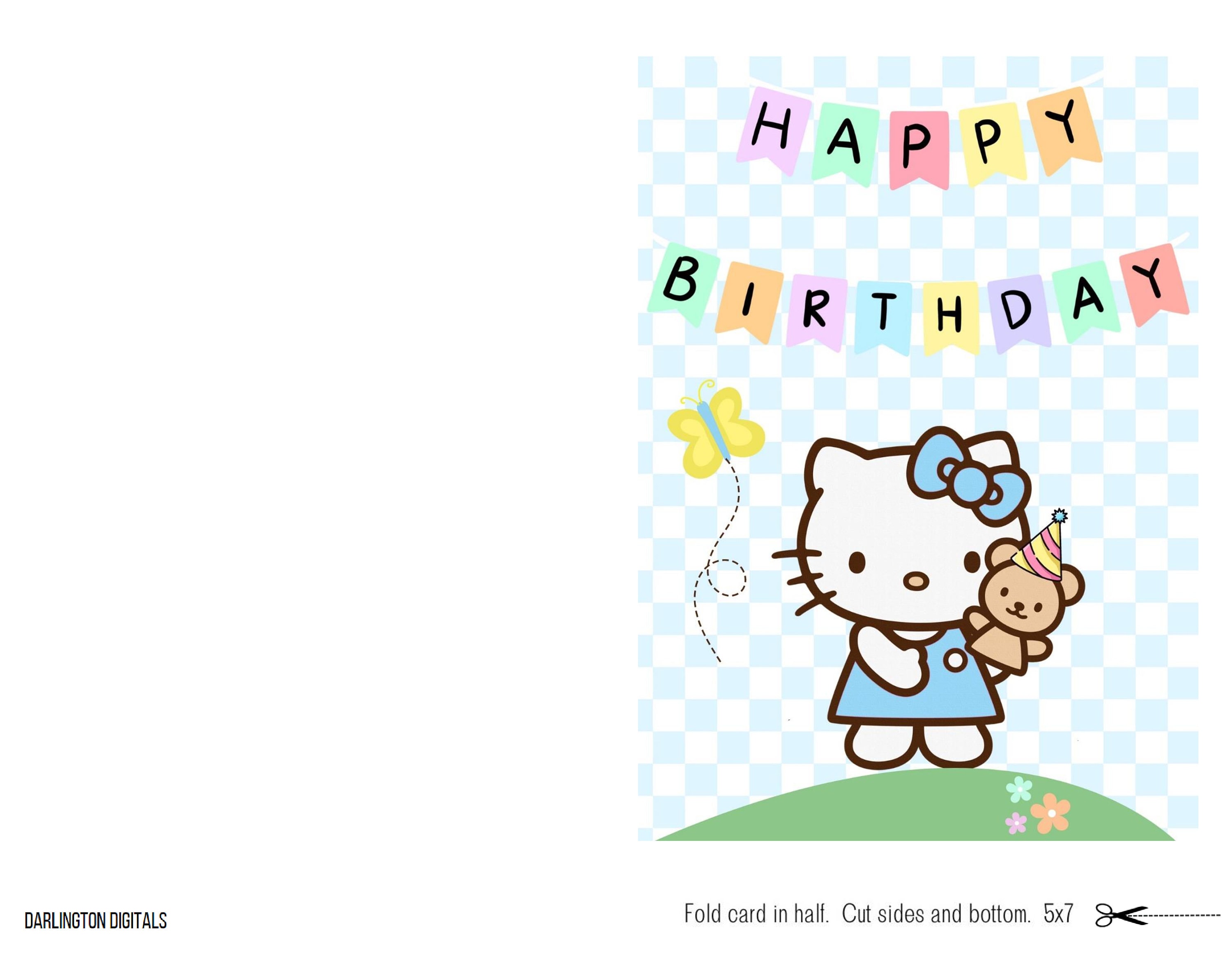 Cute Kitty Birthday Card Hello Digital Greeting Card DIGITAL Files ...