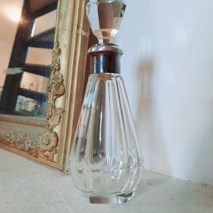 Art-Deco-Karaffe, französische Vintage-Whisky-Karaffe, Glas- und Silberkaraffe