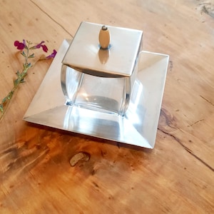 Rare, Highly Collectable, Art Deco Christofle Silver Plated Sugar Bowl and Plate, Antique Christofle