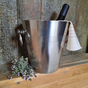 Vintage Silver Plated Ice Bucket, French Champagne Bucket, Vintage Ice Bucket with Circular Handles,