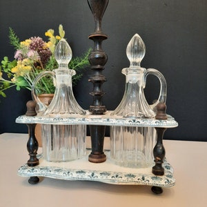 Französische Menage für Öl und Essig, Servierset im Napoleon-Stil, französische Tischdekoration, Öl- und Essigflasche, Essigölspender,