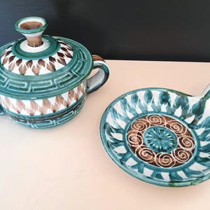 Robert Picault Vallauris &#39;Cocotte&#39; with lid and  Ceramic Pan, Rare Vintage Vallauris Marmiton