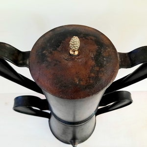Rare 1950&#39;s Enamel Coffee Pot with Art Deco Style Design, Retro Coffee Maker, French Vintage Coffee Pot