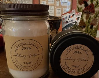 Fortune Stone Treasure Inside - Midnight Black Tin Soy Candle! Blood Orange. Dusk, Dawn, Pink Moon, Relax Scents (10 hour burn)