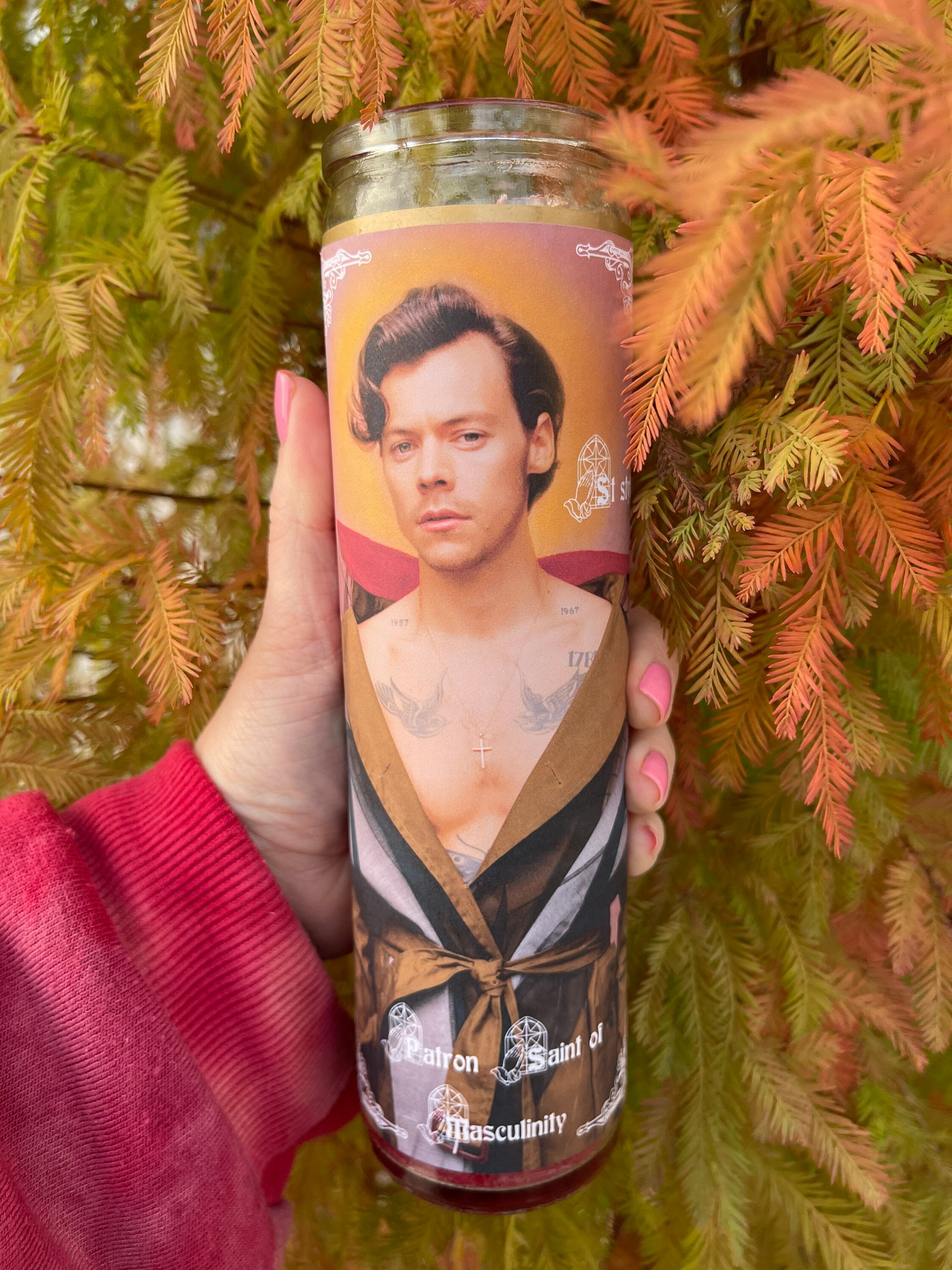 Harry Styles prayer candle red EcoFriendly Etsy