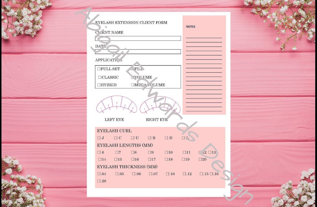 Eyelash Extension Client Record Form Printable - Etsy