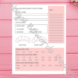 Eyelash Extension Client Record Form druckbar