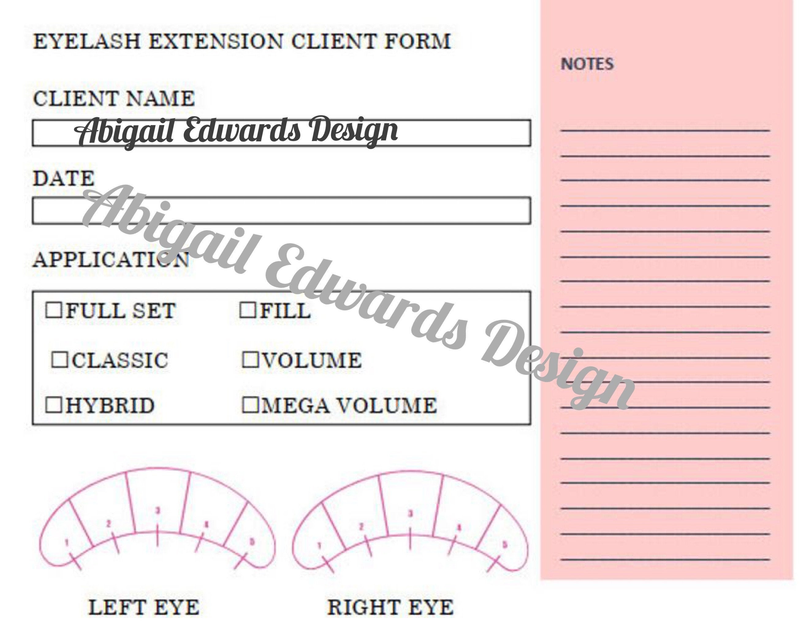 Eyelash Extension Client Record Form Printable - Etsy