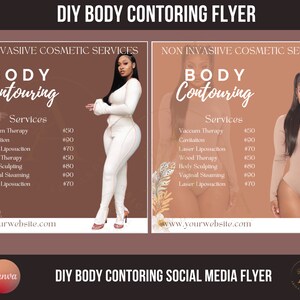 DIY Body Contouring flyer, Premade flyer, Instagram flyer, Social Media flyer, Spa flyer, Esthetician flyer, Editable, cheap