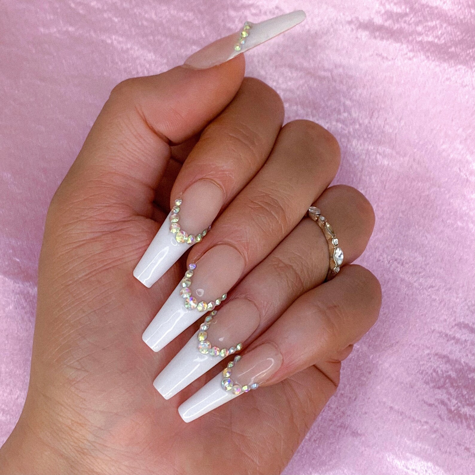 Icy French Tip Luxury Press On Nails Etsy