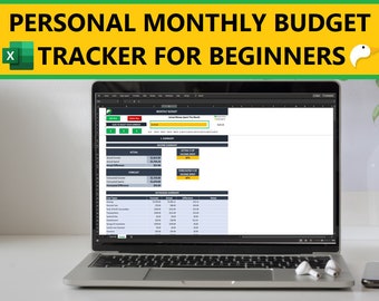 Personal Monthly Budget Spreadsheet / Digital Budgeting for Beginners / Income and Expenses Tracker / Easy to Use Tool with Visualisation