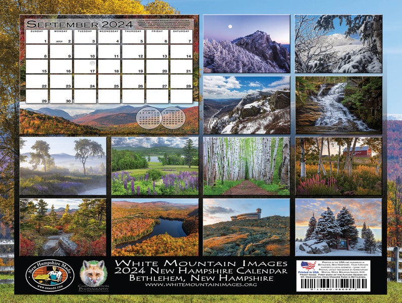 2025 New Hampshire Calendar White Mountain Images by Chris Whiton