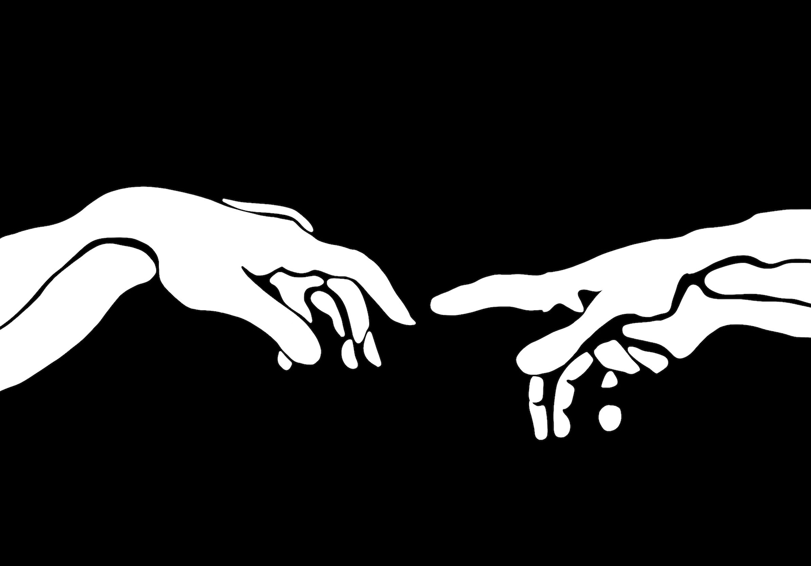 The Creation of Adam Black and White Illustration - Etsy
