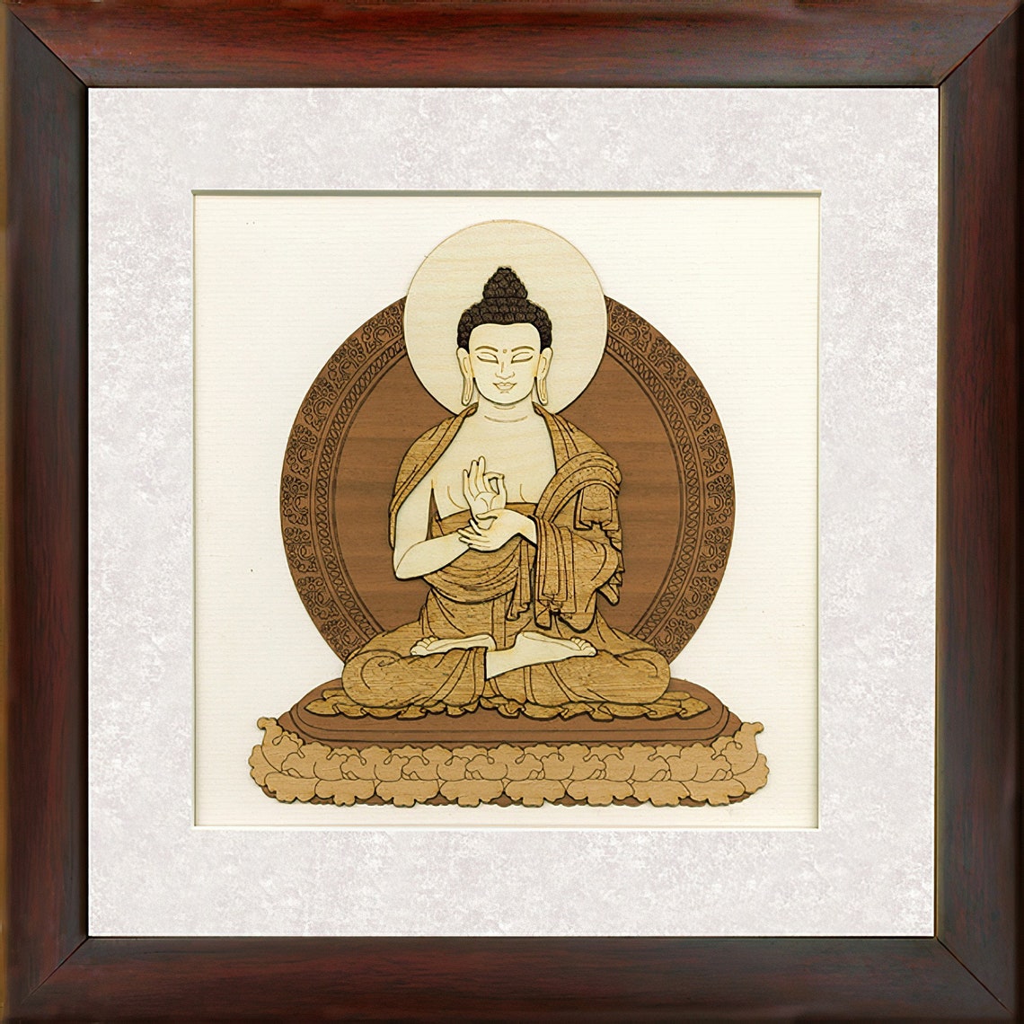 Buddha Buddhism Art frame made from natural wood engraved Etsy