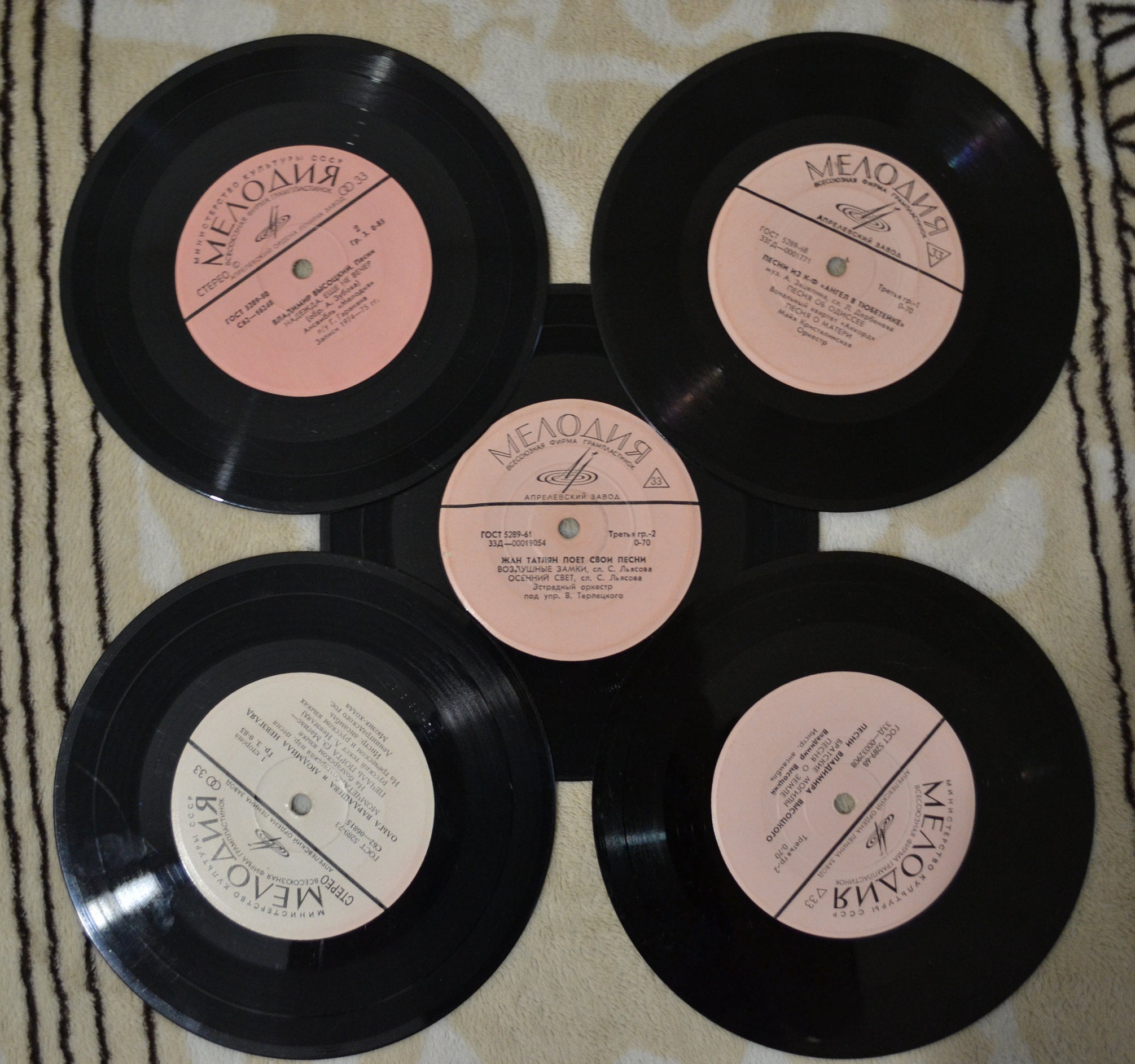 5piece set Vinyl records 7inch for decoration. Etsy