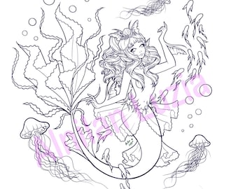 Mermaid &lt;3 - Printable colouring page (PNG)