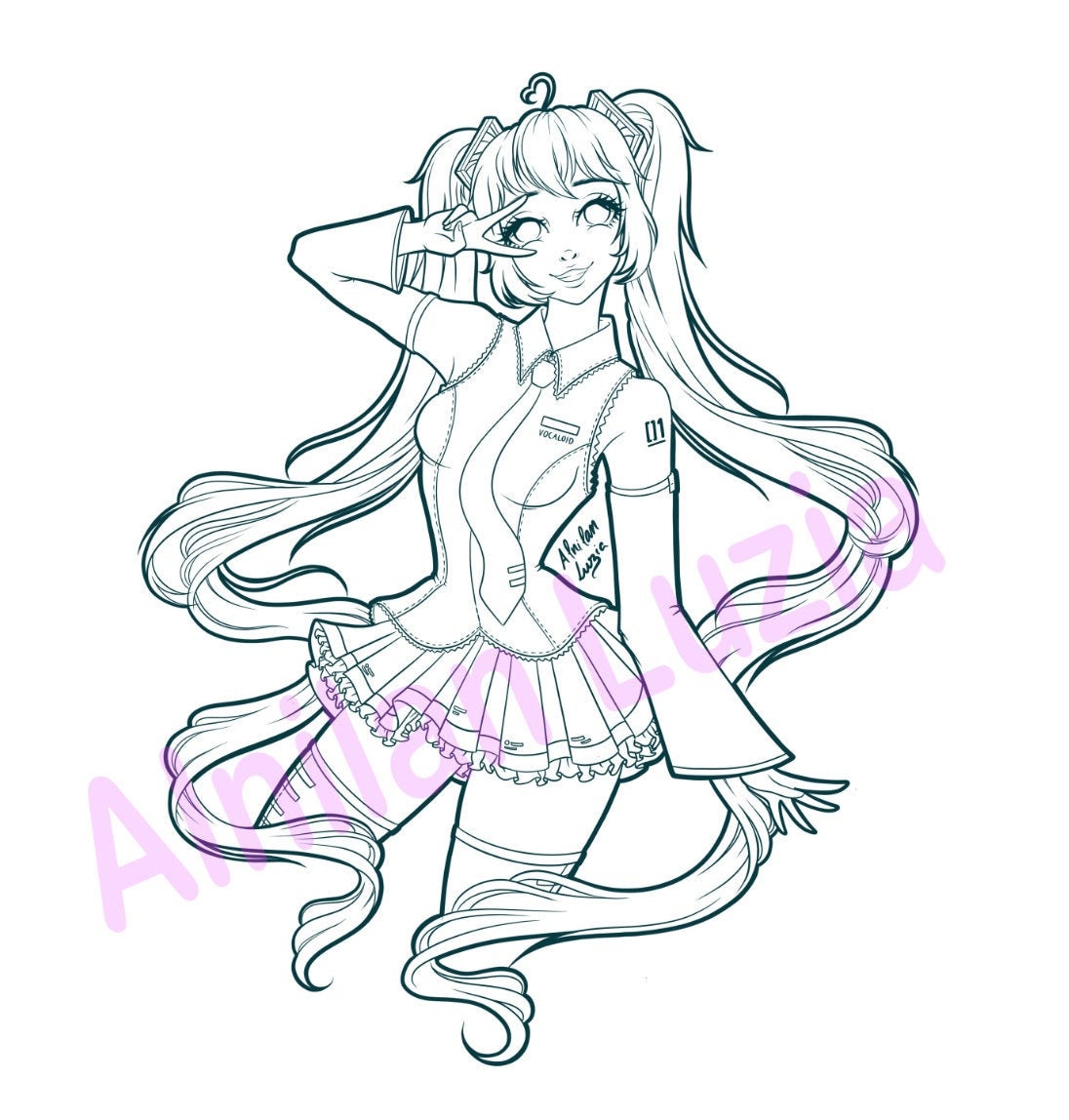 Hatsune Miku <3 - Digital colouring Page (png)